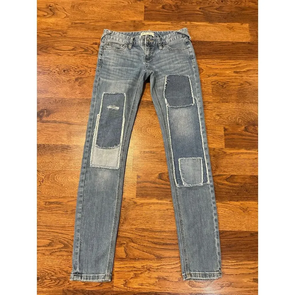 Free People Women's Hillside Patchwork Skinny Jeans – Size 25 – Boho Grunge